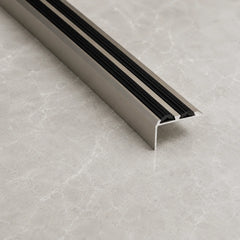 35x19mm Aluminium Stair Nosing with Rubber Insert In Champagne Color