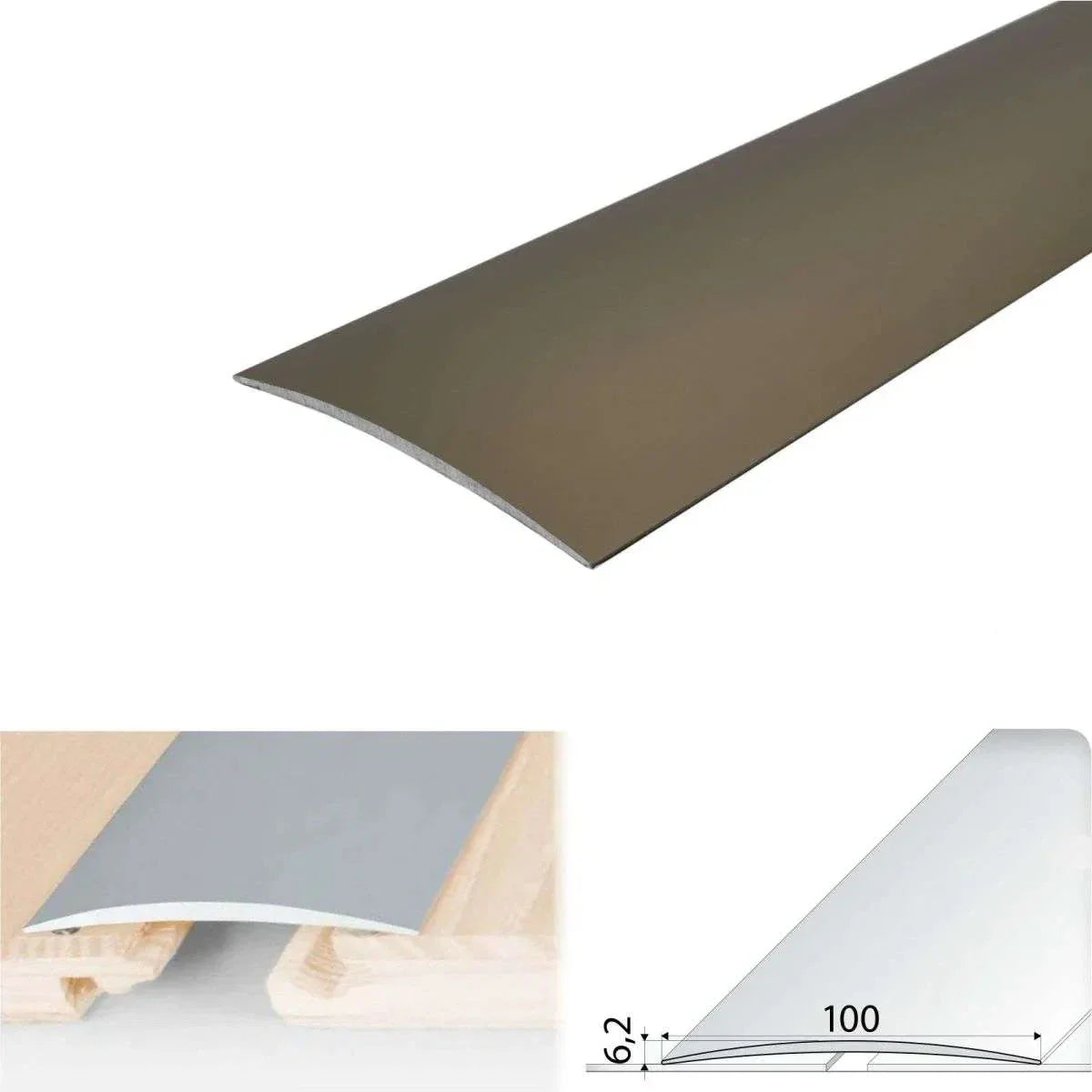 Champagne Anodised Aluminium Self-Adhesive Door Threshold – A72 100mm - StairNosingUK