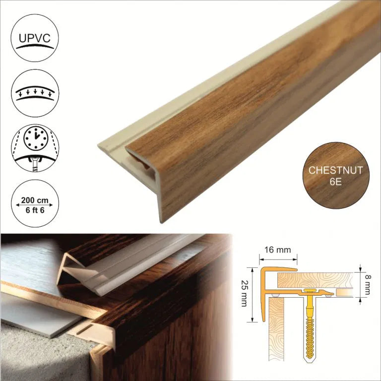  Push-In Pvc Wood Effect Stair Nosing