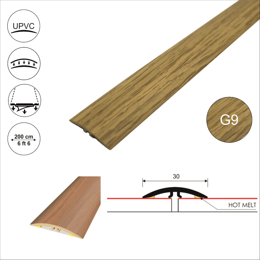 Exotic G9 Montic PVC Wood Adhesive Door Threshold Strip – M-M0300 30mm - StairNosingUK