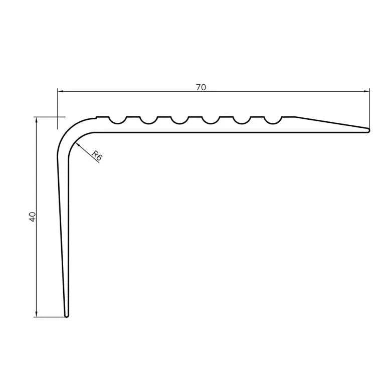 Flexible Stair Nosing 730-RGPD ( 1200mm x 70mm x 40mm )