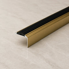 46x30mm Aluminium Stair Nosing with Rubber Insert In Gold Color