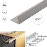 Grey PVC Straight Edge L shaped Tile Trim 8,10,12.5mm Depth