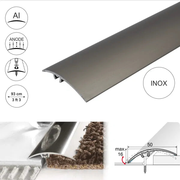 Inox Anodised Aluminium Door Threshold Strip - A65 50mm - StairNosingUK
