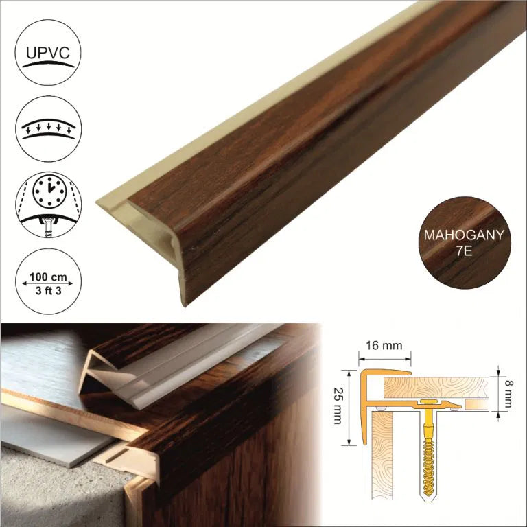  Push-In Pvc Wood Effect Stair Nosing