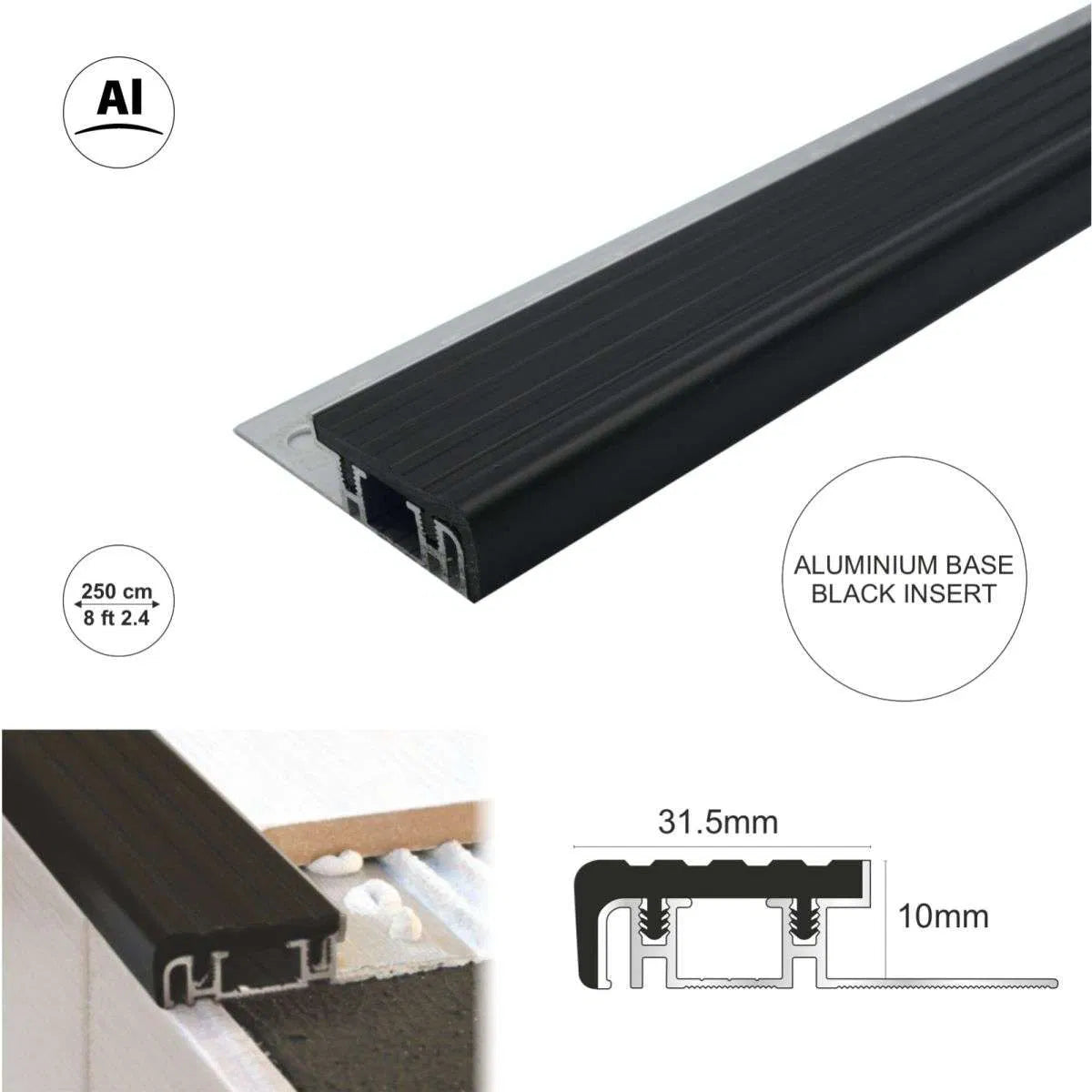 NIB Aluminium Stair Nosing Edge Trim - Stair Nosing