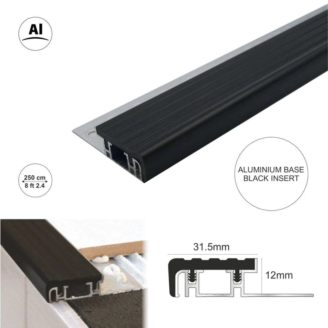 NIB Aluminium Stair Nosing Edge Trim - Stair Nosing