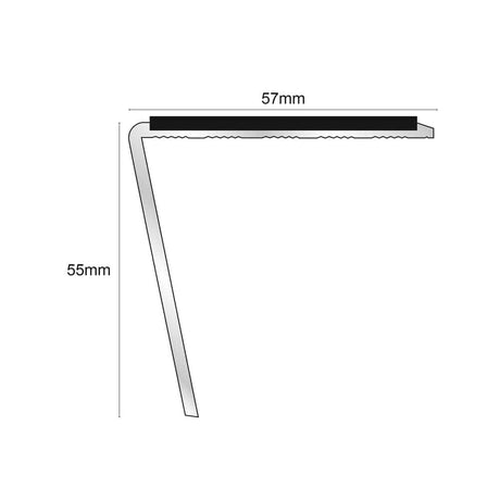 Black NSL20 57 DDA Compliant Aluminium Non Slip Stair Nosing Edge Trim With Pvc Insert