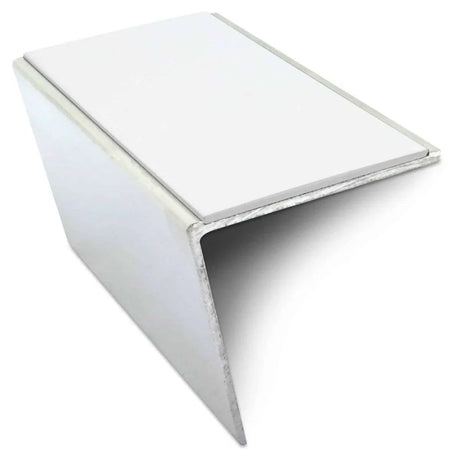 White NSL20 57 DDA Compliant Aluminium Non Slip Stair Nosing Edge Trim With Pvc Insert