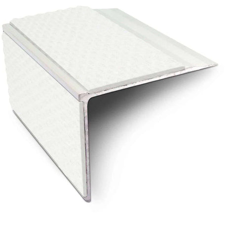 NSL27 White Tredsafe DDA Compliant Aluminium Non Slip Stair Nosing Edge Trim With Pvc Insert