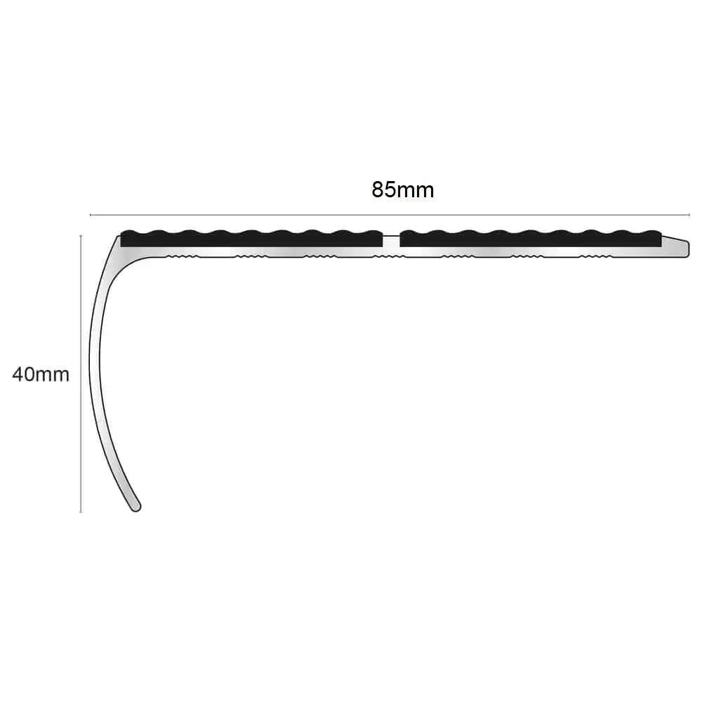 NSL29 Tredsafe Aluminium Non Slip Stair Nosing Edge Trim With PVC Insert