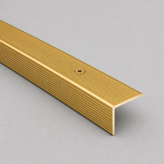 Anodised Aluminium Non-Slip Ribbed Stair Nosing Edge Trim 25x25mm in Gold Color
