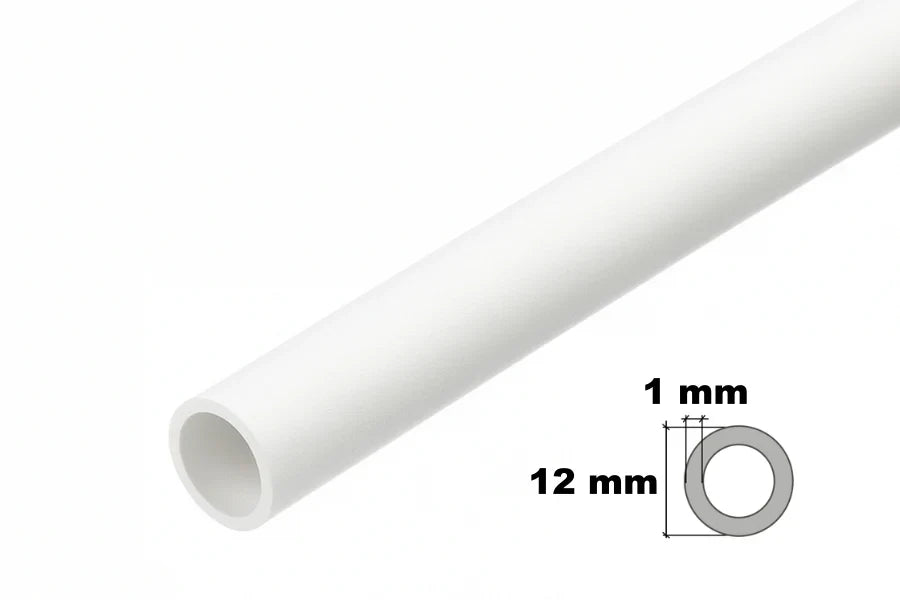 White PVC Round Pipe Tube – 1m / 39.37" Length