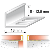 PVC Straight Edge L shaped Tile Trim 8,10,12.5mm Depth