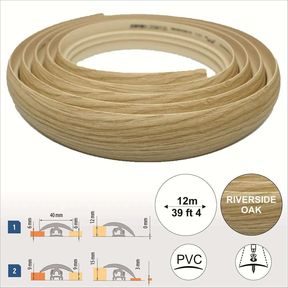 Riverside Oak Flex Line PVC Flexible Flooring Transition Profile - 40mm - StairNosingUK