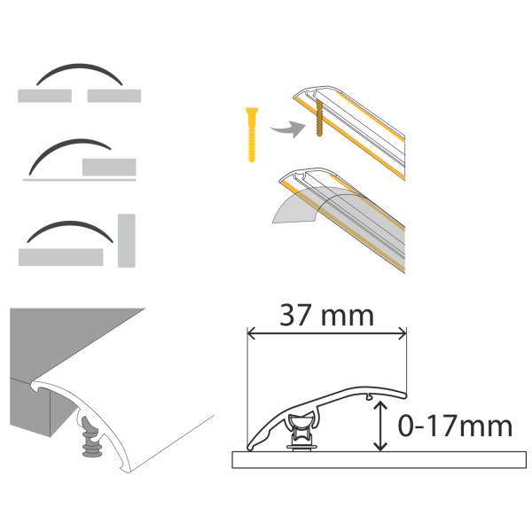 S16 Aluminium Door Bar floor Trim 