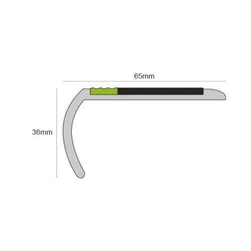ASB 65 x 36mm Non Slip Tredsafe Aluminator® Slimline PVC Stair Nosing