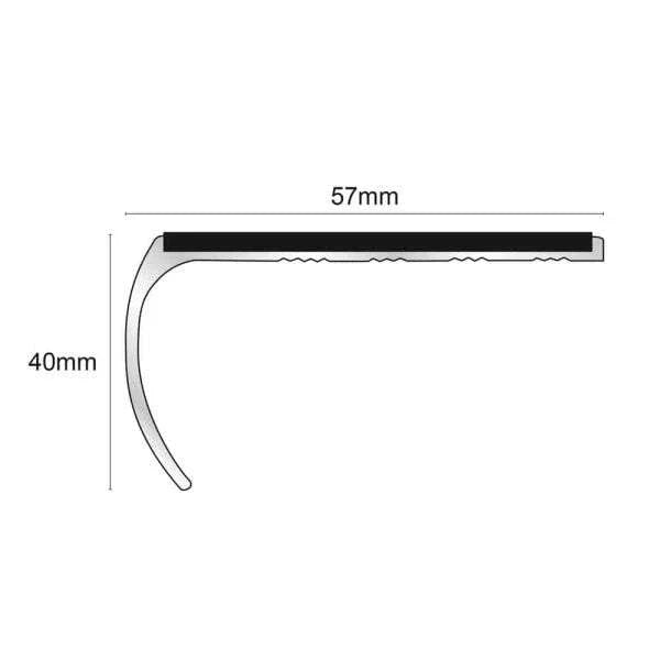 57 x 40mm Aluminium Non Slip Stair Nosing Bullnose 