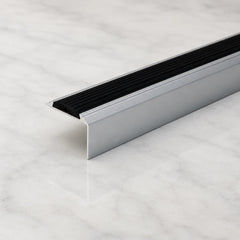46x30mm Aluminium Stair Nosing with Rubber Insert In Silver Color
