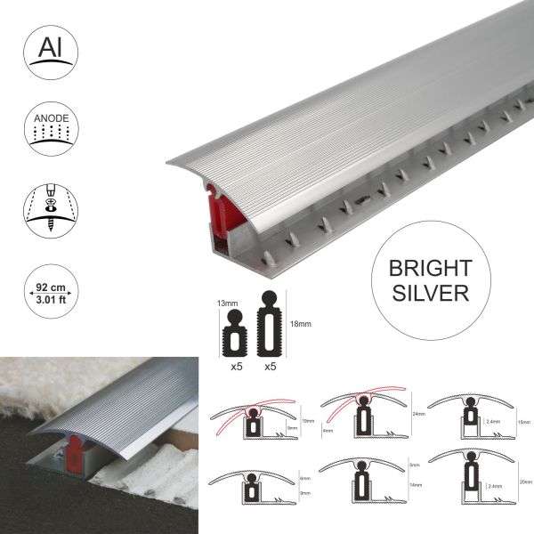 Bright Silver TTG 40mm Aluminium Door Threshold 