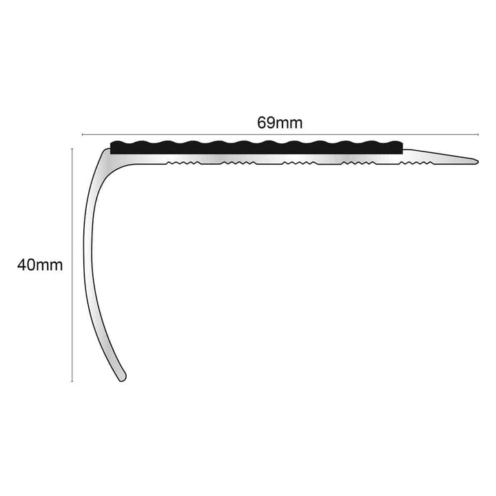 Tredsafe Aluminium Non Slip Stair Nosing - NSL25 (69 x 40mm) - StairNosingUK