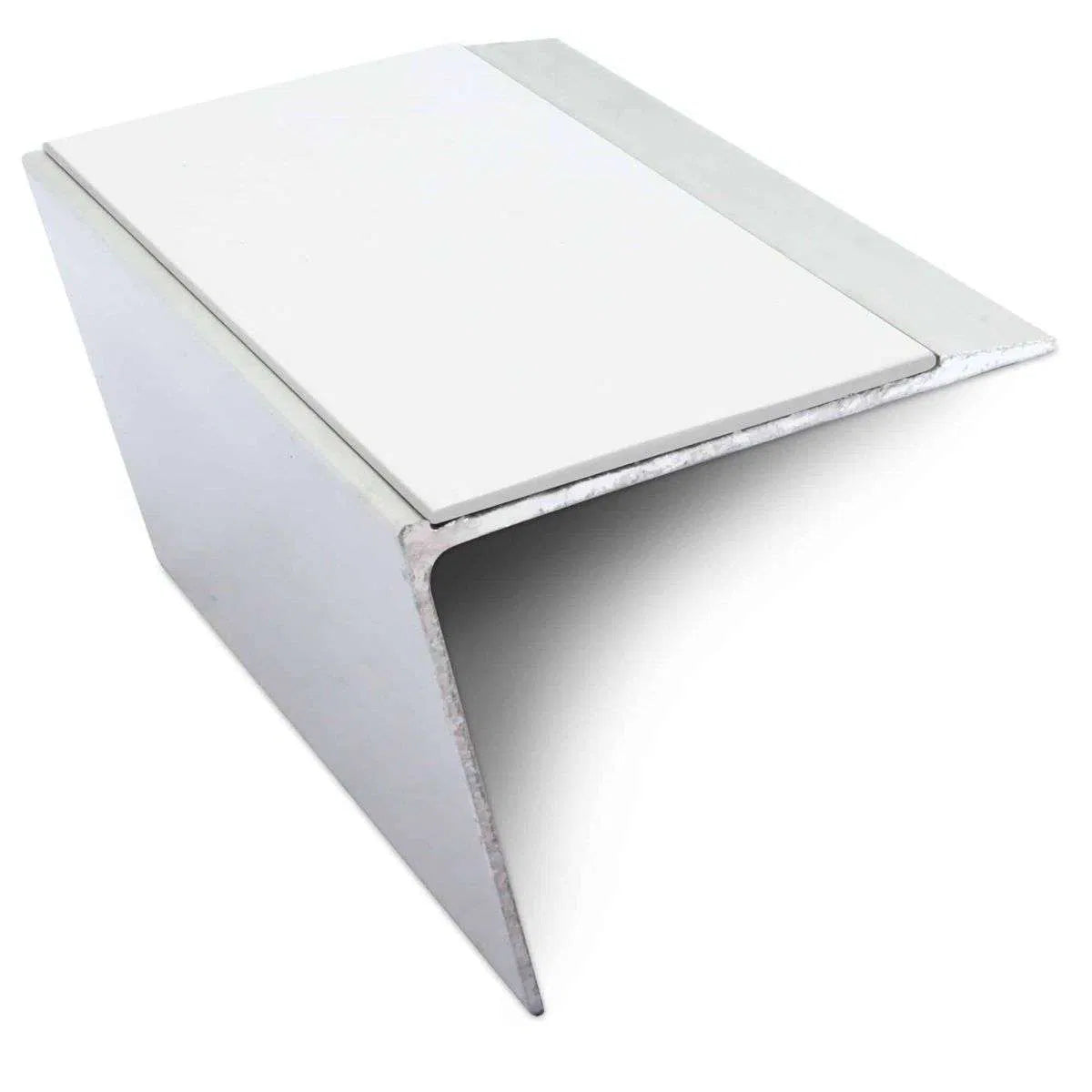 White NSL26 DDA Compliant Non-Slip Aluminium Stair Nosing 67x55mm