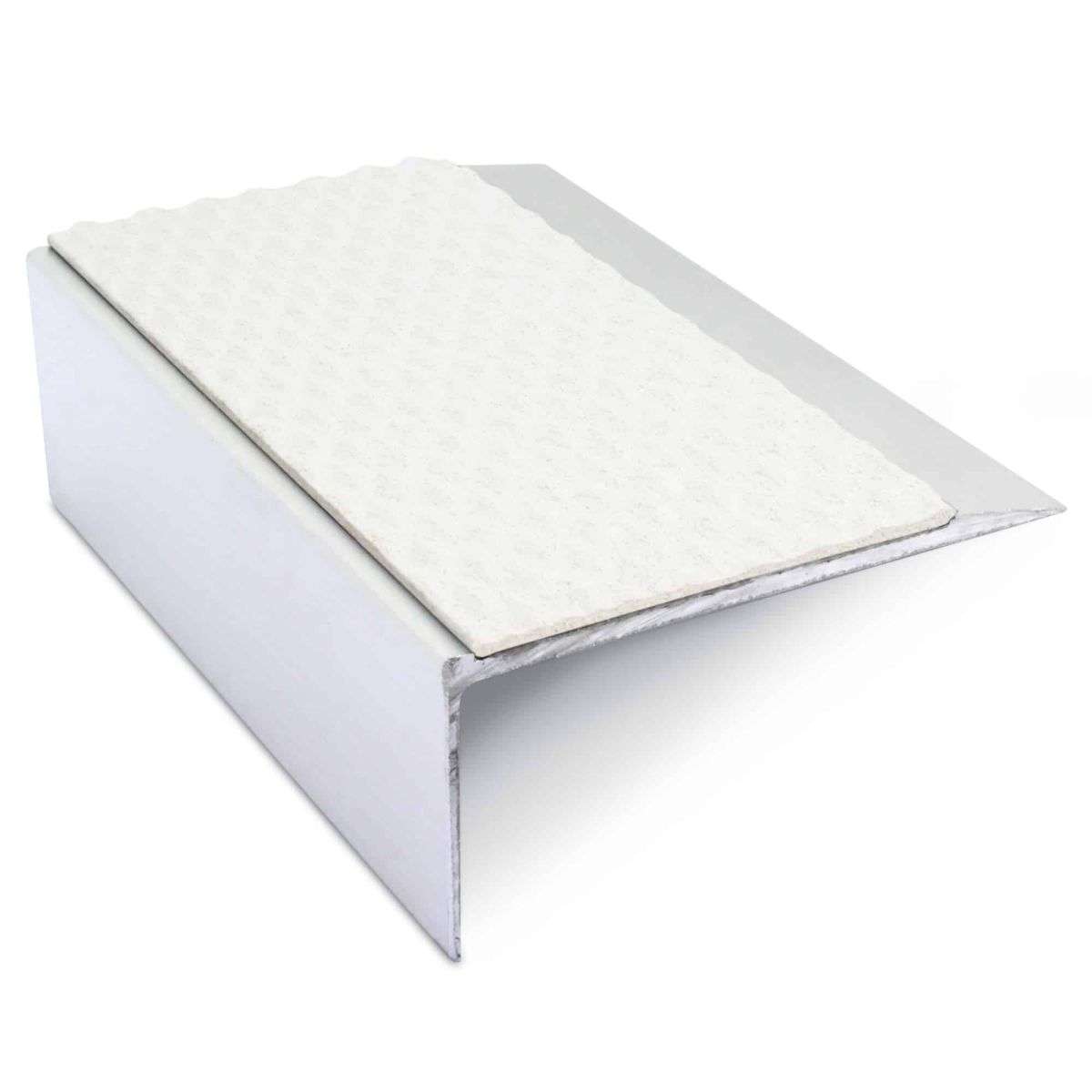 White Tredsafe Aluminium Non Slip Stair Nosing - NSL15 (66 x 32mm) - StairNosingUK
