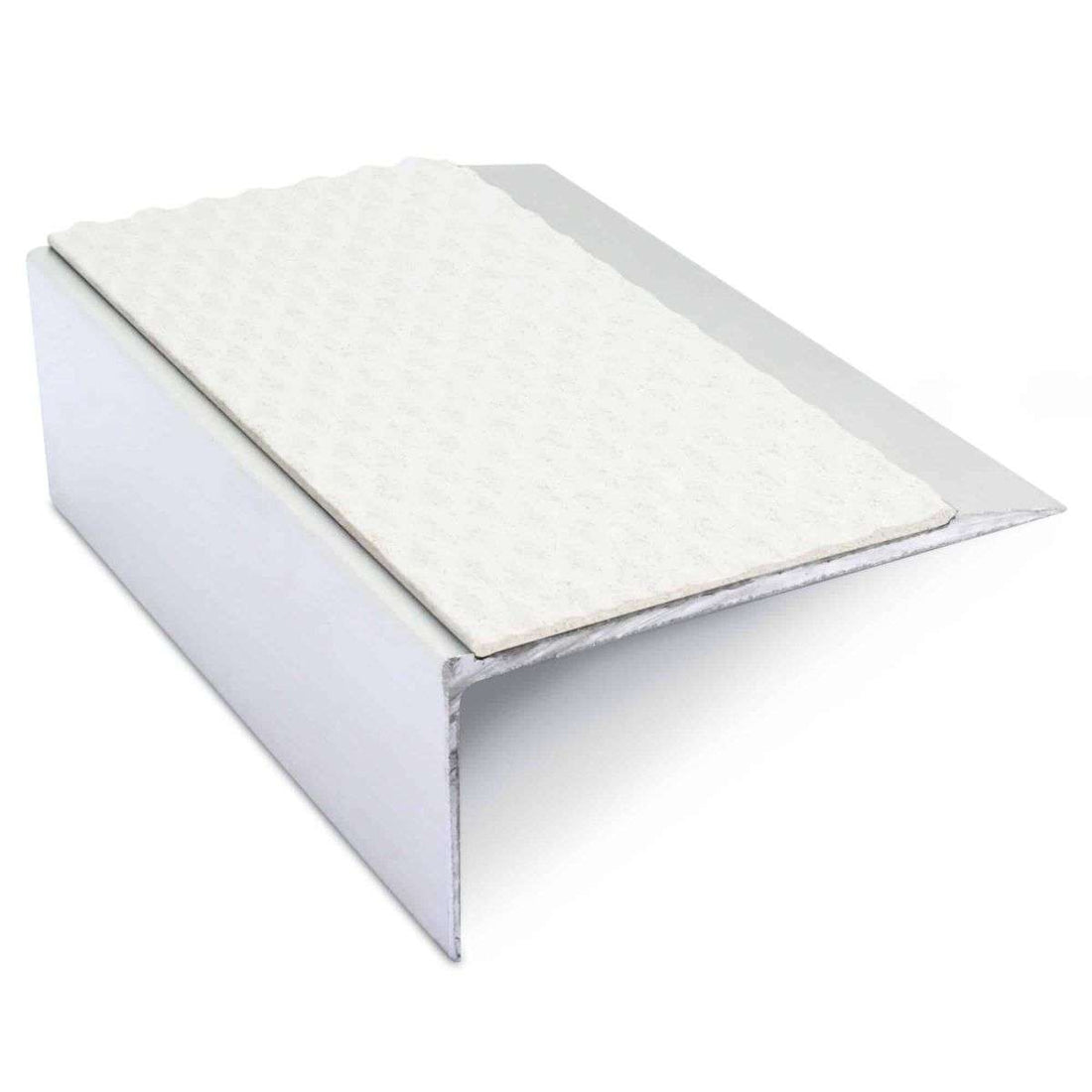 White Tredsafe Aluminium Non Slip Stair Nosing - NSL15 (66 x 32mm) - StairNosingUK