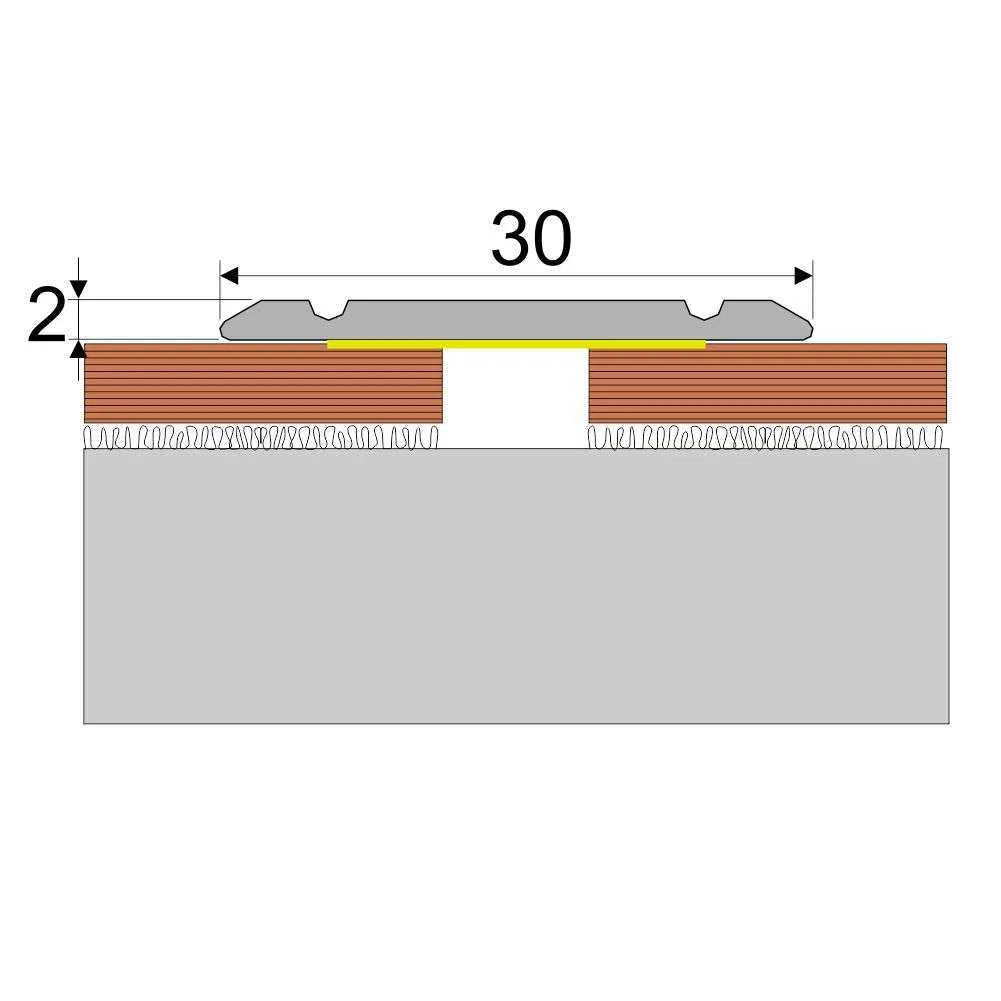 Wood Effect Aluminium Door Threshold Strip - A02 30mm - StairNosingUK