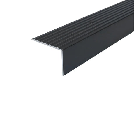 Black A32 65 x 42mm Cayrus Aluminium Non Slip Ribbed Treads Edge Trim