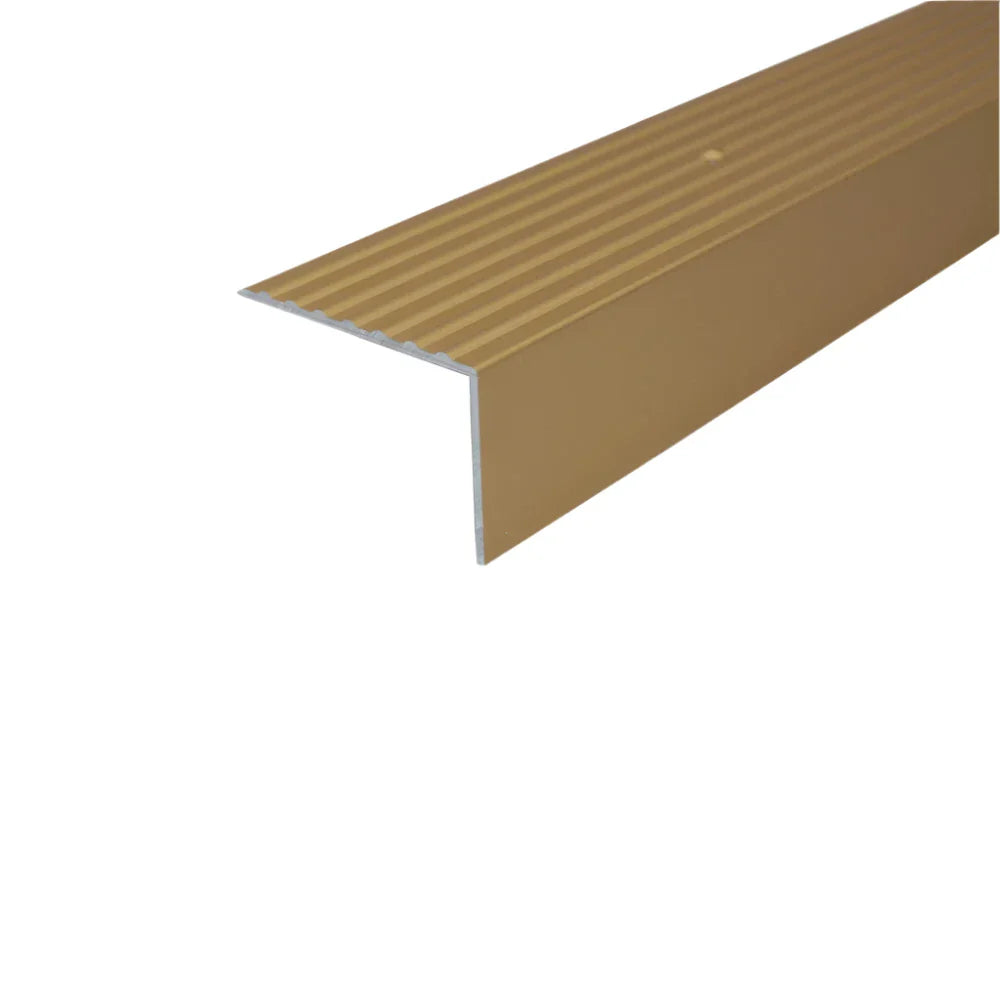 Gold A32 65 x 42mm Cayrus Aluminium Non Slip Ribbed Treads Edge Trim