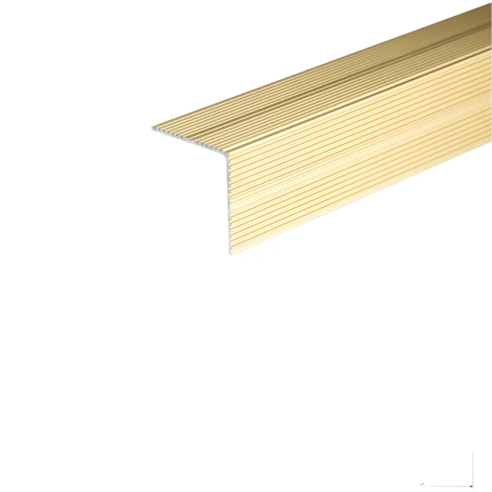 A33 Gold Aluminium Non Slip Ribbed Treads Stair Nosing Edge 