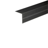 A33 Black Aluminium Non Slip Ribbed Treads Stair Nosing Edge Trim