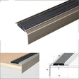 A38 0.9m x 46mm x 30mm Screw Fit Anodised Aluminium Non Slip Stair Nosing With Black Rubber