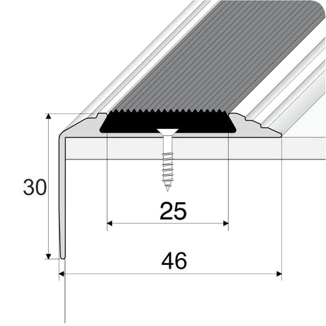 A38 46 x 30mm Non Slip Rubber Stair Nosing Edge Trim size