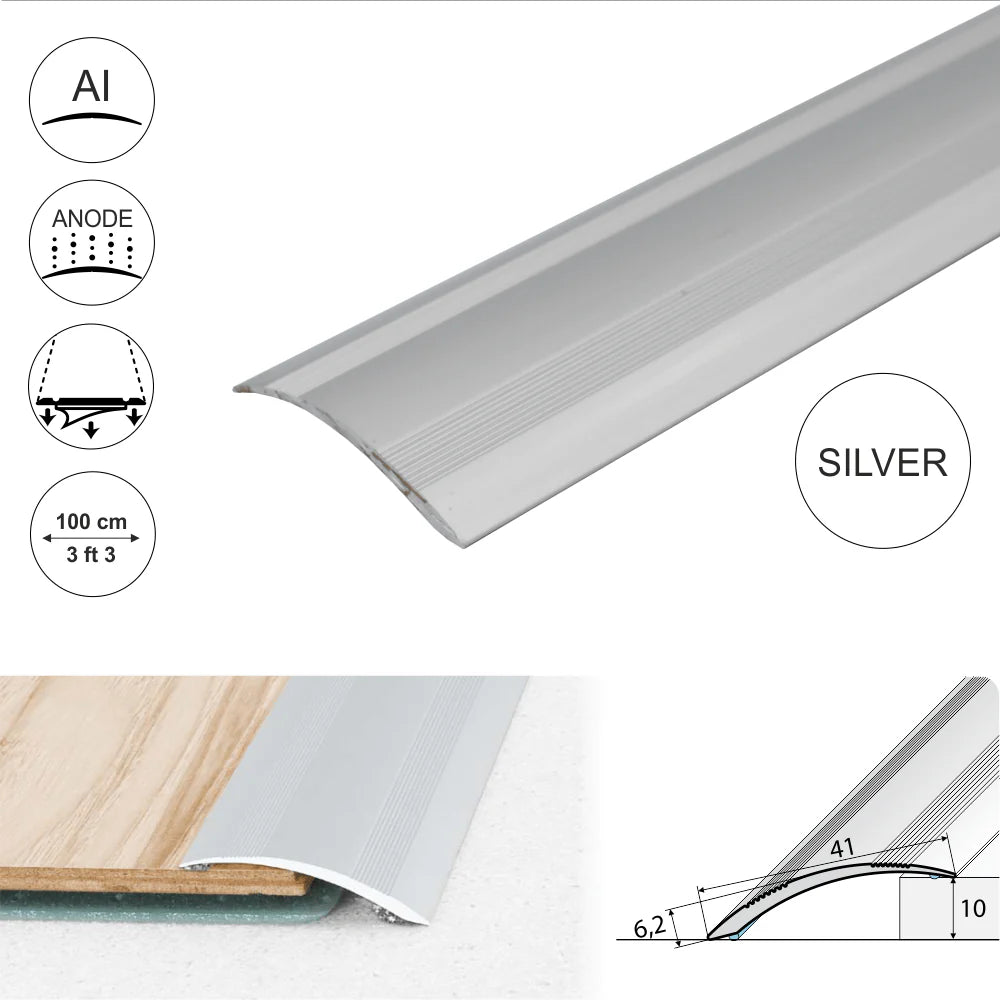 Silver A48 41mm Aluminium Self Adhesive Door Threshold Ramp