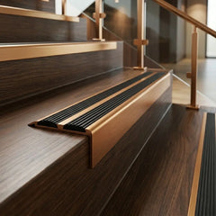aluminium anti slip stair nosing with Rubber Edge Trim gold aluminium with black rubber