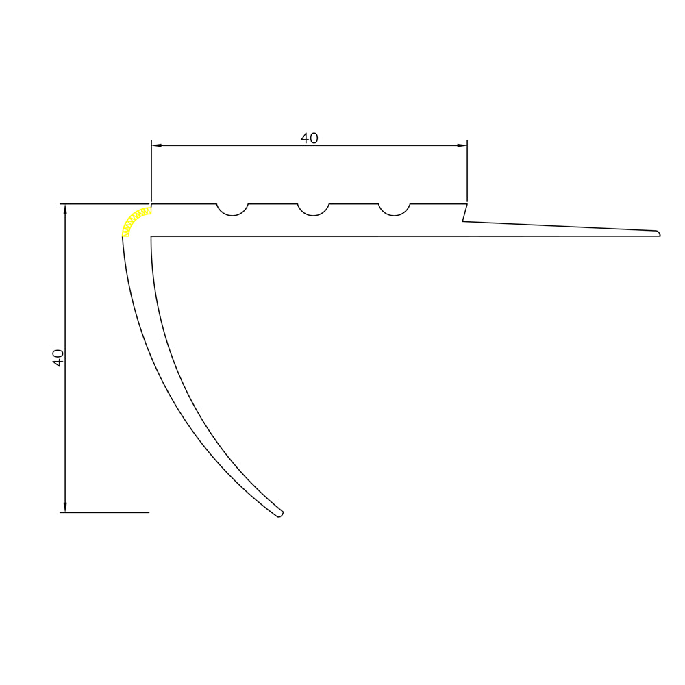 730-RD-O Flexible Non-Slip Stair Nosing Size