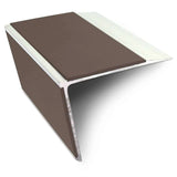 NSL28 Brown DDA Compliant Aluminium Non Slip Stair Nosing Edge Trim With Pvc Insert