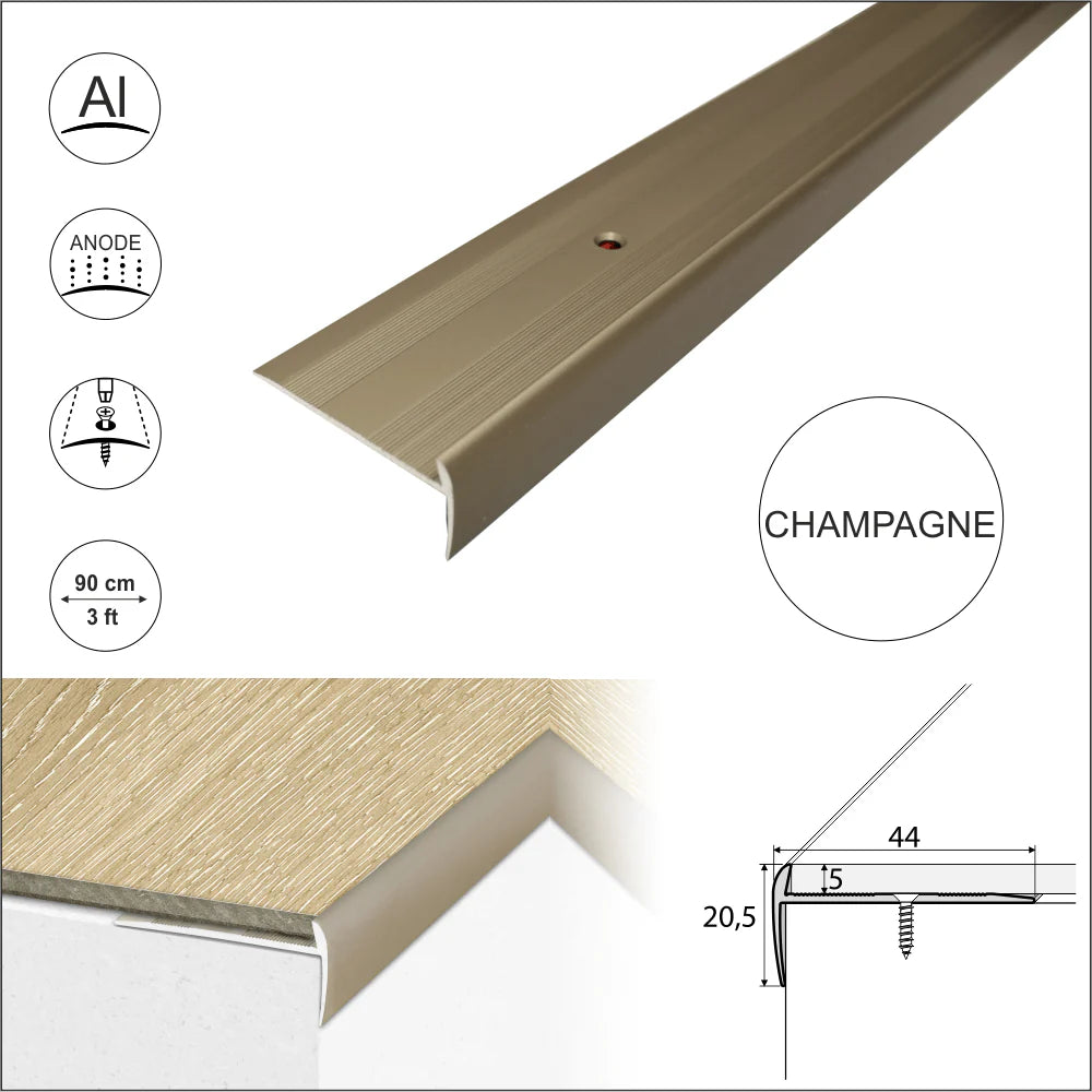 Champagne C27 Aluminium LVT Stair nosing Edge for Flooring 