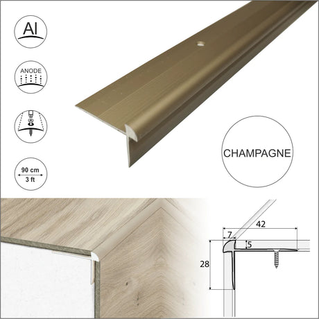 Champagne C29 Aluminium LVT Stair nosing Edge Profile