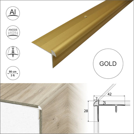 Gold C29 Aluminium LVT Stair nosing Edge Profile