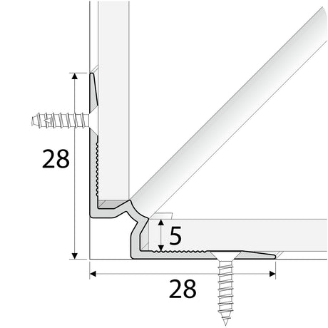 C31 Aluminium LVT Stair nosing Inner Corner For 5mm Flooring size