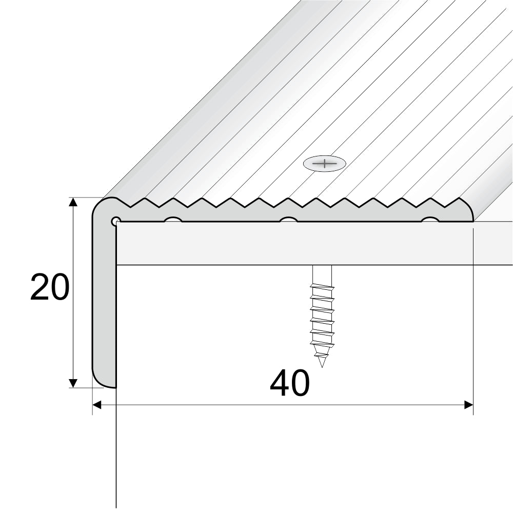 A33 Aluminium Non Slip Ribbed Treads Stair Size