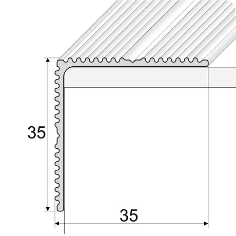 A33 Aluminium Non Slip Ribbed Treads Stair Nosing Edge Trim size