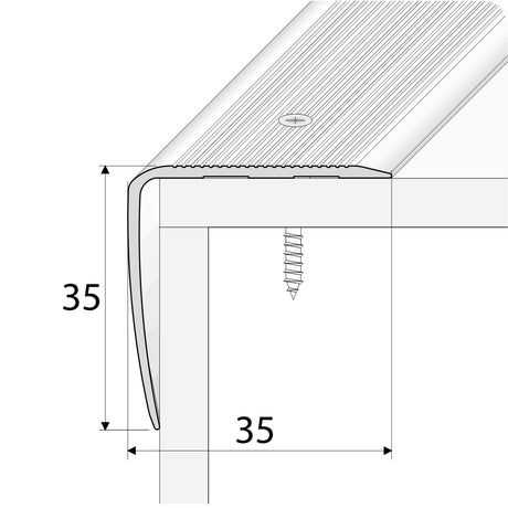 A41 35 x 35mm Aluminium Non Slip Ribbed Treads Stair Nosing Edge Trim Measurement