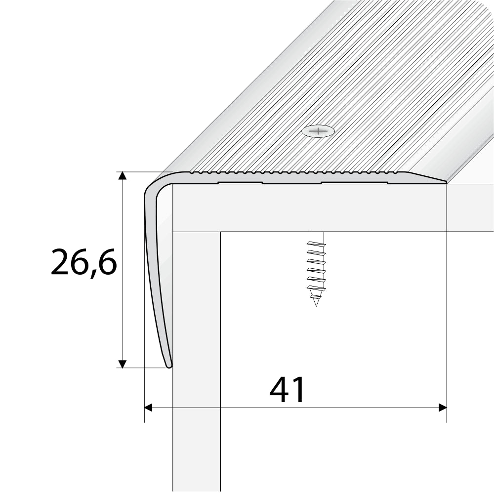  Aluminium Non Slip Ribbed Treads Stair Nosing Edge Trim