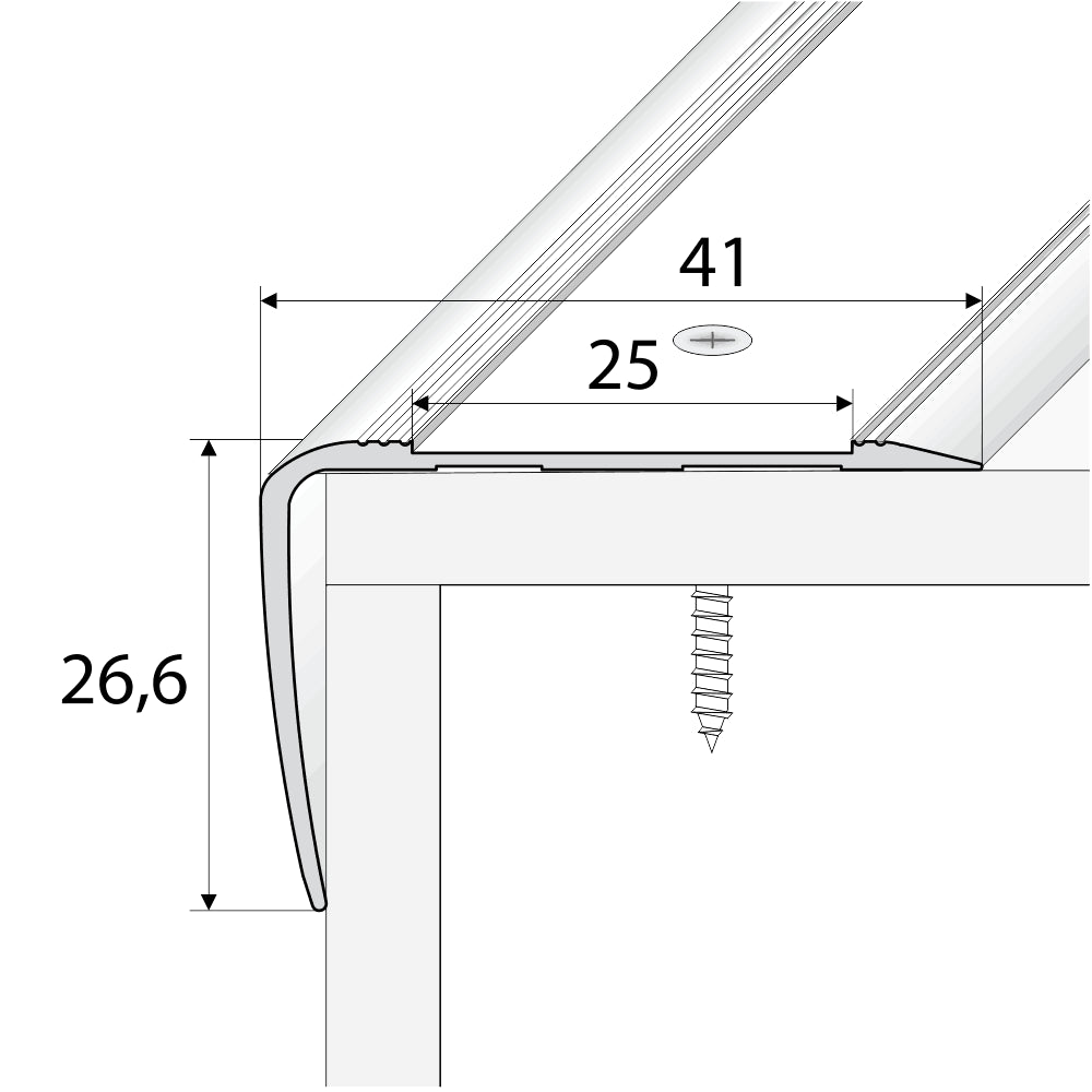  Anodised Aluminium Non Slip Stair Nosing Edge Trim With Tape