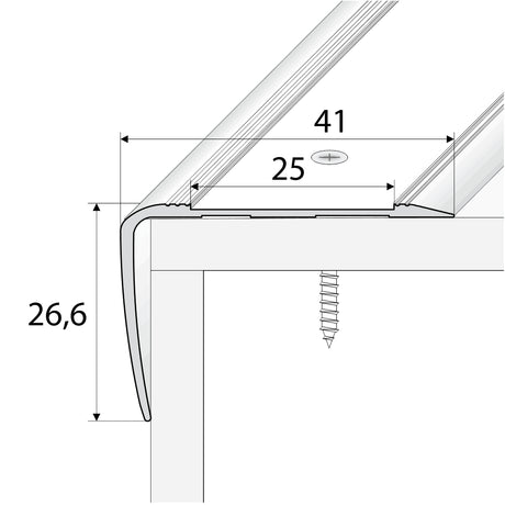  Anodised Aluminium Non Slip Stair Nosing Edge Trim With Tape