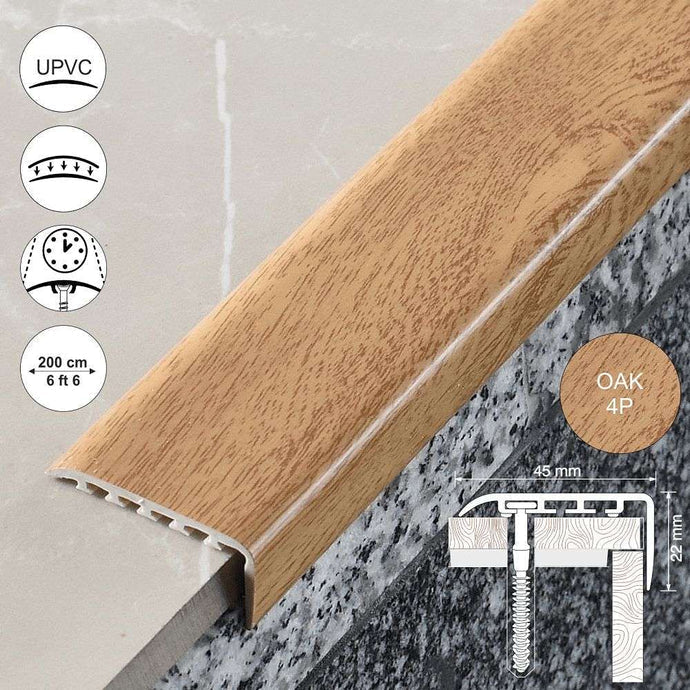 D-K0100 Pvc Wood Effect Stair Nosing Edge Trim ( 45 x 22mm )